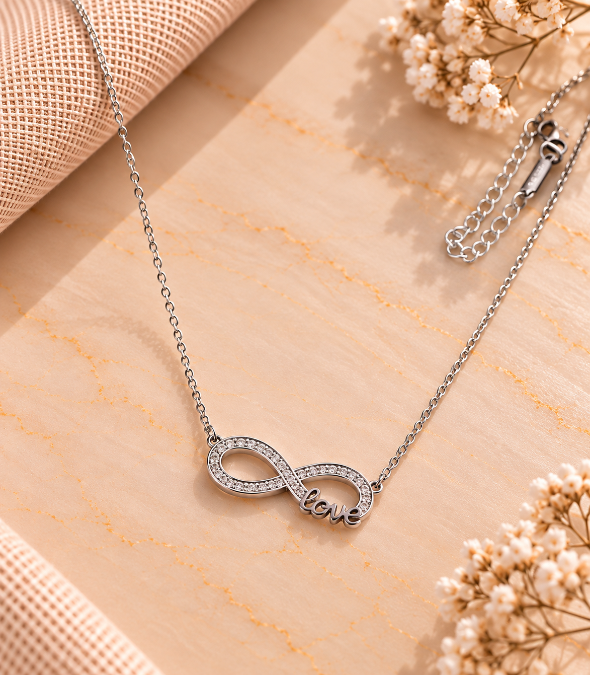 ChatGPT Image 18_09_2026, 15_04_51 Collar con Infinito y Love - Plateado - Imagen 1