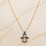 Fio C/Anjo da Guarda e Brilhantes - Dourado