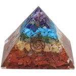 Pirámide de Orgonita 7 Chakras con Flor de la Vida 7x7cm