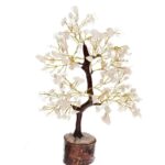 Árvore de Quartzo Rosa Com Base de Madeira