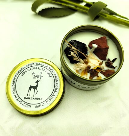 Vela de Soja com Jaspe Vermelho & Obsidiana