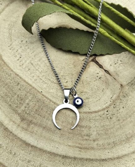 Fio em Aço Com Lua e Olho Turco