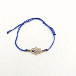 Pulseira Ajustável C/ Fio azul, Mão de Fátima e Olho Turco)