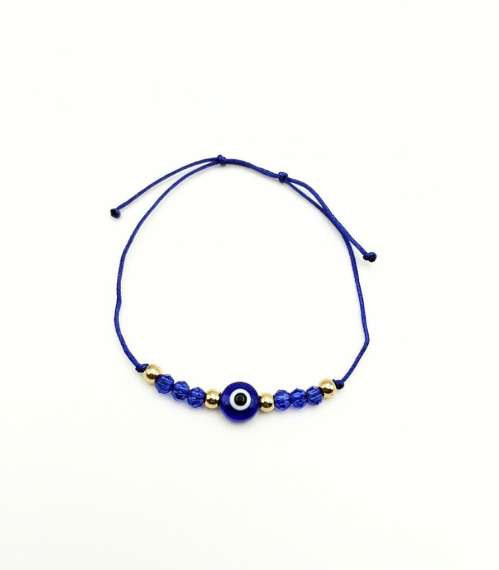 13 Pulseira Ajustável C/ Fio azul, Contas e Olho Turco - Image 1