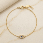 Pulseira em Aço com Olho Turco Dourada