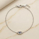 Pulseira em Aço com Olho Turco Prateada