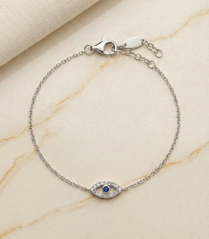 7_20 Pulseira em Aço com Olho Turco Prateada - Image 1
