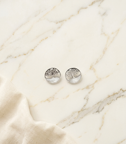 Brincos em Aço Prateado C/ Árvore da Vida