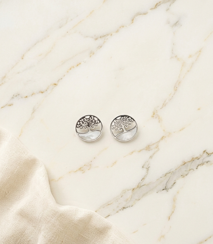 9_11 Brincos em Aço Prateado C/ Árvore da Vida - Image 1